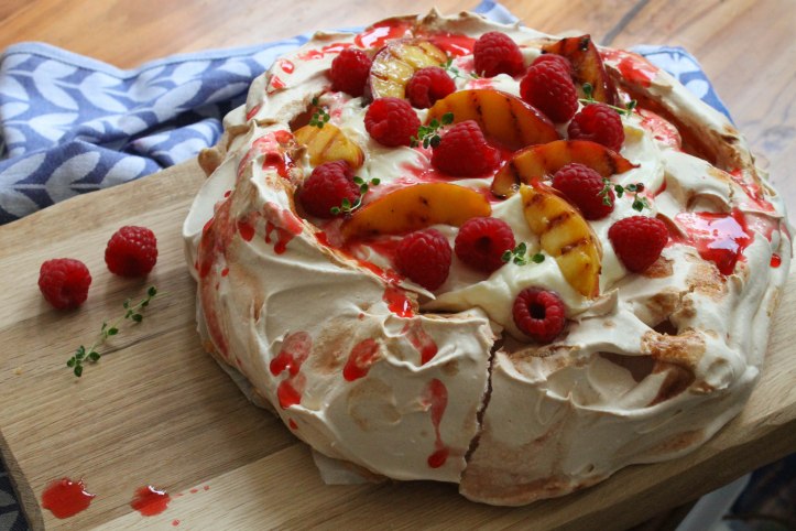 Raspberry Ripple Pavlova with Griddled Nectarines Recipe Raspberry Ripple Pavlova with Griddled Nectarines Recipe
