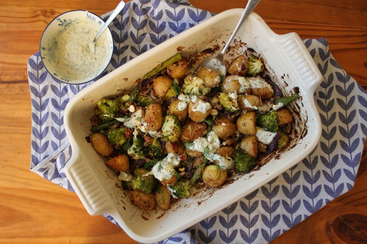 New potato and asparagus traybake recipe