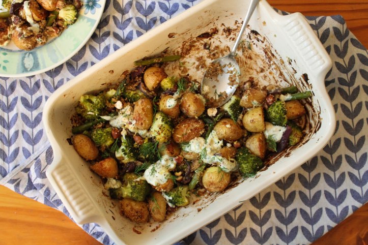 New potato and asparagus traybake recipe