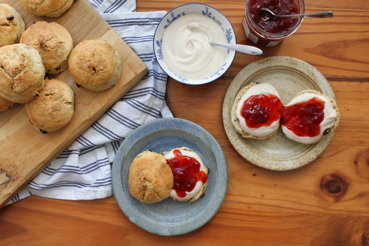 vegan scones with jam and cream